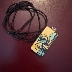 Artistic Pendant Necklace with Black Cord